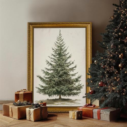 Christmas Tree Wall Art Canvas - Botanical Pine Framed Decor 16x24 Inch Variation of THIS listing