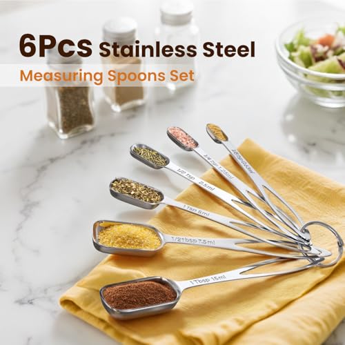 Stainless Steel Measuring Spoons Set - 6PCS for Precise Cooking