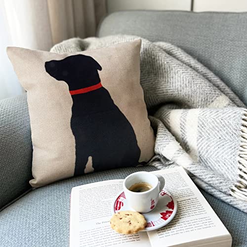 Dog Print Cotton Linen Throw Pillow Cover 18 x 18 Inch Decorative Cushion