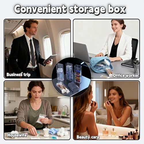 Clear Mini Storage Boxes 4-Pack, Transparent Travel Organizers for Q-Tips and Small Essentials