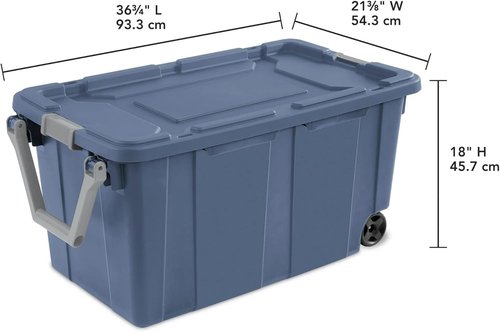 Blue Moonlight 40 Gallon Rolling Storage Bin - Durable Stackable Plastic Tote | 2-Pack