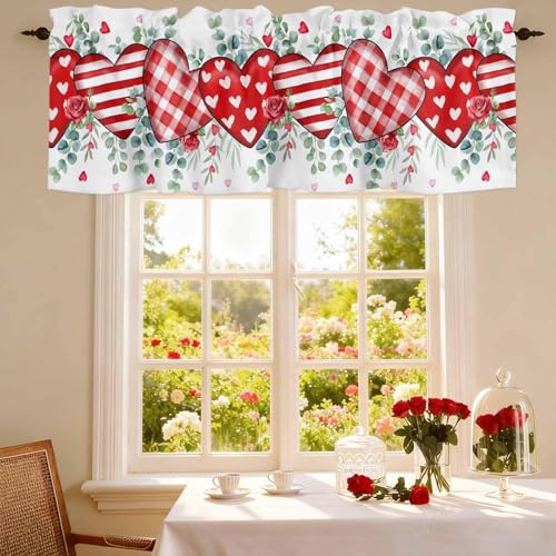 Valentine's Day Heart Valance Curtain 54x18 Inch for Windows