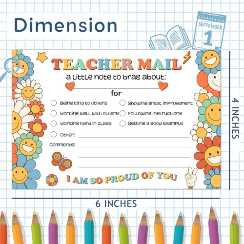 Groovy Teacher Mail Incentive Cards - 50 Pack for Elementary Students