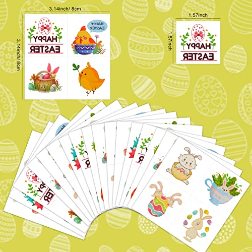 Konsait 72pcs Easter Temporary Tattoos for Kids Bunny Egg Party Favors