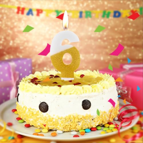 Hongplus White Gold Glitter Number 10 Birthday Candles Cake Topper