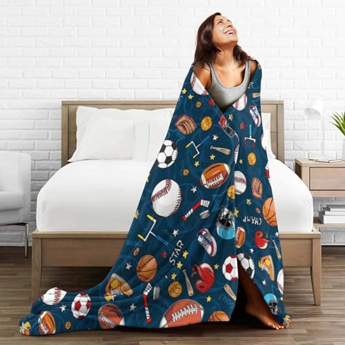 Exroozy Sports Ball Fleece Throw Blanket for Kids, Soft Plush 50"x40"