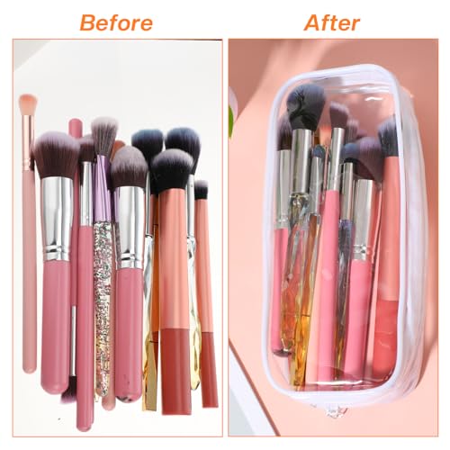 Clear Makeup Brush Bag 2-Pack - Portable PVC Travel Cosmetic Pouch
