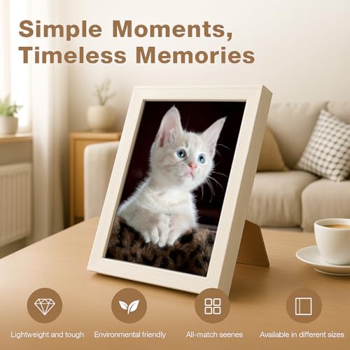 Set of 2 White 4x6 Picture Frames with High Definition Glass
