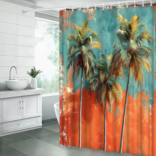 Tropical Palm Tree Shower Curtain 71" x 71" with Hooks