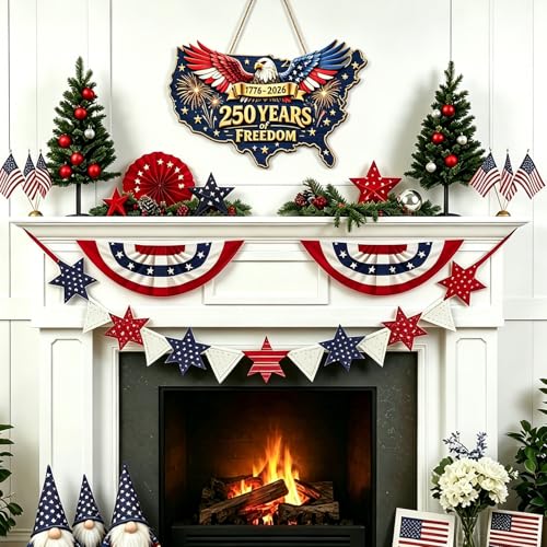 250th Anniversary Eagle Wreath - Patriotic Wooden Door Decor