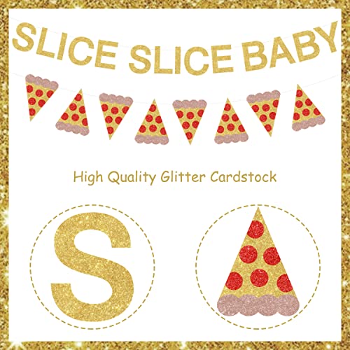 Gold Glitter Slice Slice Baby Banner & Pizza Garland Decorations