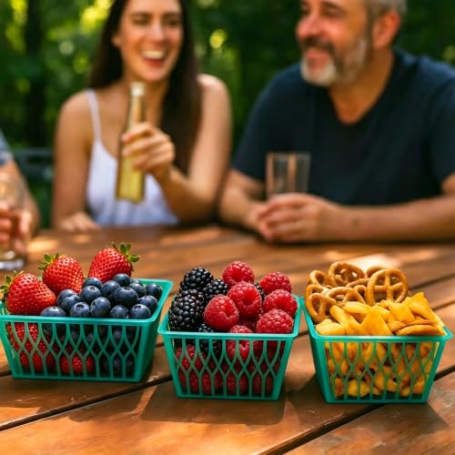20 Pack Plastic Berry Baskets - 4-Inch Fruit & Vegetable Storage