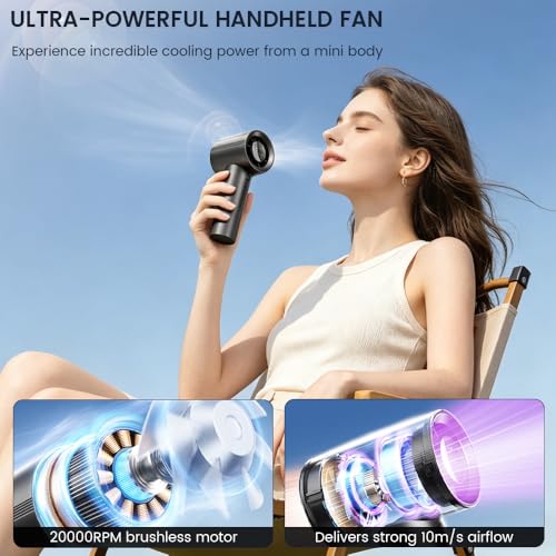 Dexmary Mini Handheld Fan with 199 Speeds & LED Display