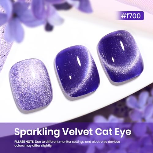 Beetles Purple Cat Eye Gel Nail Polish 15ml Glitter Shimmer Soak Off