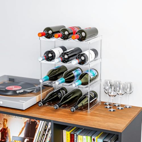 2 Tier Stackable Water Bottle Organizer for 6 Bottles - Clear