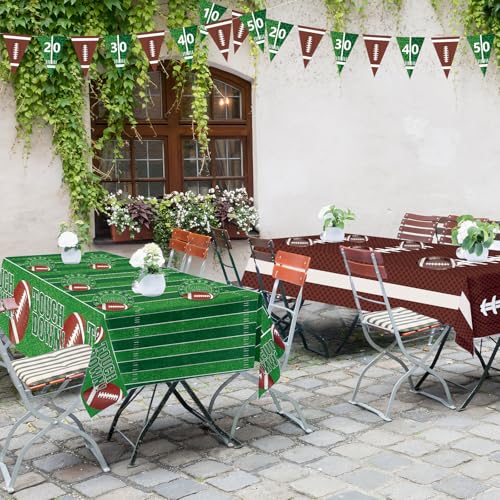 Football Party Tablecloths - 2 Pack Disposable Plastic Table Covers 108x54"
