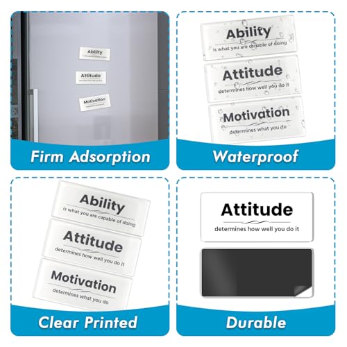 Inspirational Quote Fridge Magnets 3-Pack - Positive Affirmation Acrylic Locker Decor