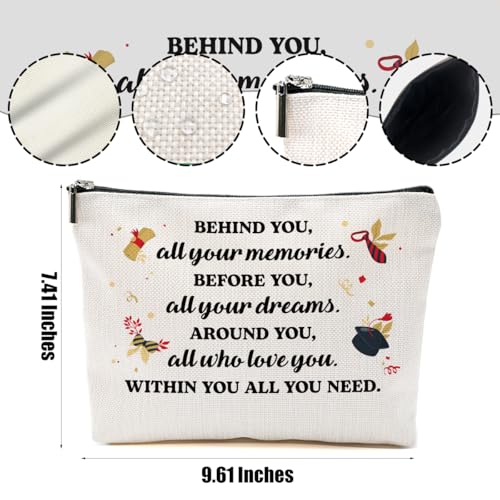 Graduation Gift Linen Makeup Bag Inspirational Cosmetic Pouch