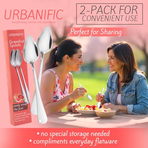 Grapefruit Spoons – Serrated Stainless Steel Fruit Spoons, 2-Pack