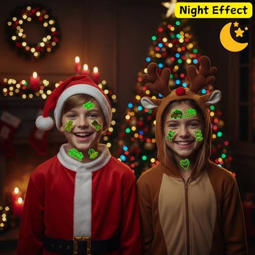 Glow-in-the-Dark Christmas Temporary Tattoos - 60 Pcs Party Favors
