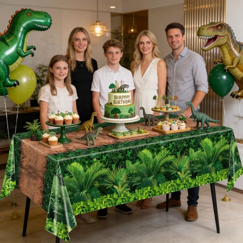 Dinosaur Tablecloths - Pack of 3, 54 x 108 Inches for Parties