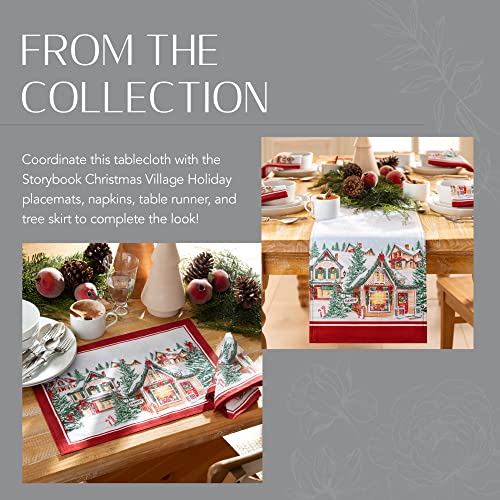 Threadmade Storybook Christmas Village Holiday Tablecloth 102" x 60" - Multicolor