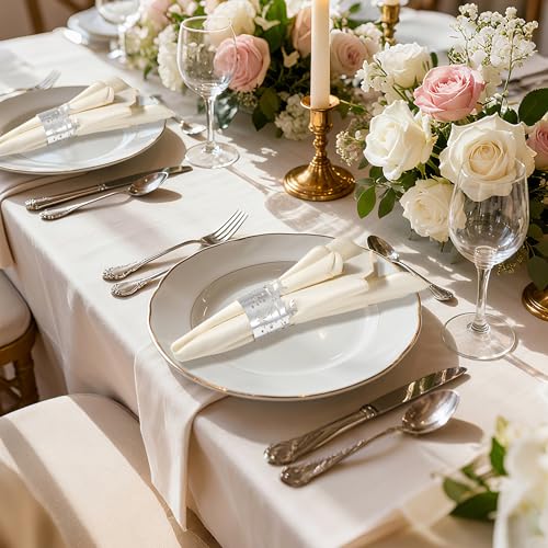 Silver Deer Disposable Napkin Rings - 50pcs Elegant Table Decor