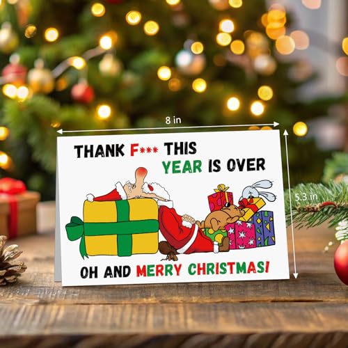 Funny Tired Santa Christmas Card - Sarcastic Holiday Greeting Card