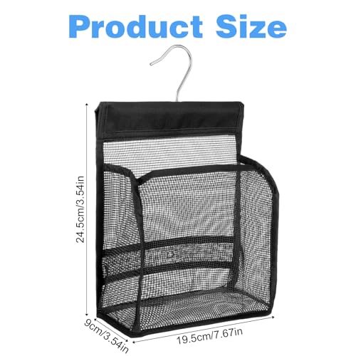 WJIAAA Black Mesh Shower Caddy Hanging Organizer with Rotating Hooks