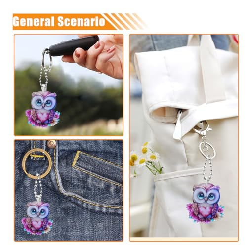Cute Pink Owl Car Rearview Mirror Charm – Vibrant Hanging Pendant