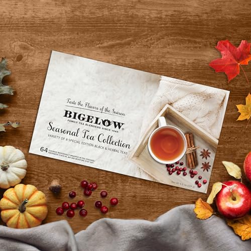 Bigelow Seasonal Tea Collection Gift Set, 64 Tea Bags - Includes Pumpkin Spice, Peppermint & More