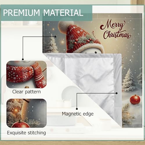 Cute Snowman Refrigerator Magnet Cover - Christmas Kitchen Decor 23x26 Inch