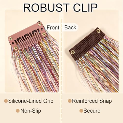 CelineBella Pink Star Gold Clip-In Hair Tinsel 6Pcs Extensions