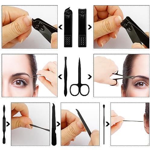 QEYMN Stainless Steel Manicure Set & Grooming Kit - 7-Piece Nail Care Tool