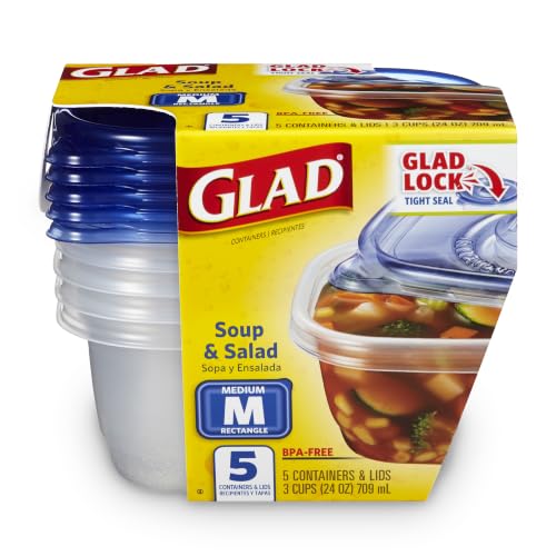Glad GladWare Medium Rectangle Food Storage Containers, 24 oz, 30 Count