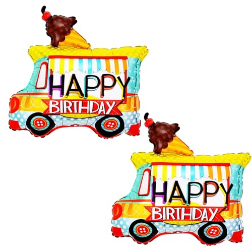 Ice Cream Car Balloons - 2 Pcs Foil Party Decorations