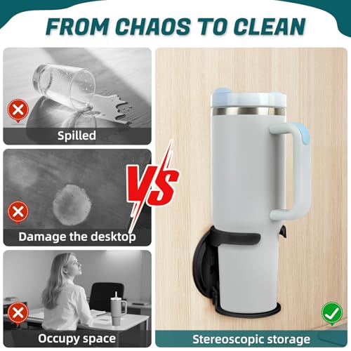 VEAQEE Wall-Mounted Water Bottle Holder - Foldable Tumbler Organizer, Black