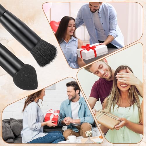 JIEYAO 2 Pcs Dual Ended Hairline Powder Brush with Sponge Tip & Soft Bristle
