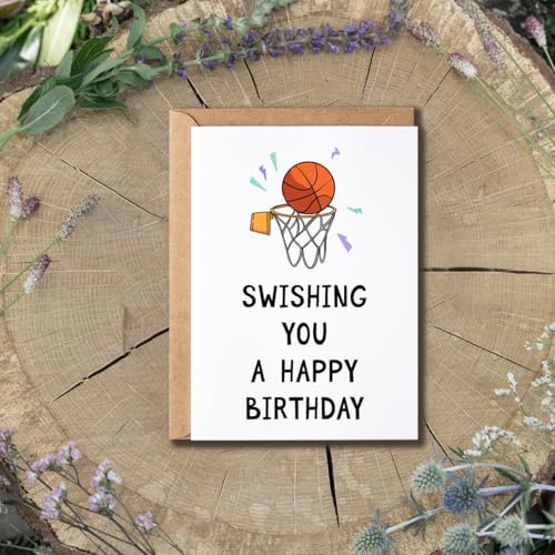 Basketball Birthday Card - Punny Card for Him - 5x7 inches