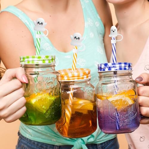 Halloween Ghost Straw Topper for Stanley Cup - 4 Pack Silicone Covers