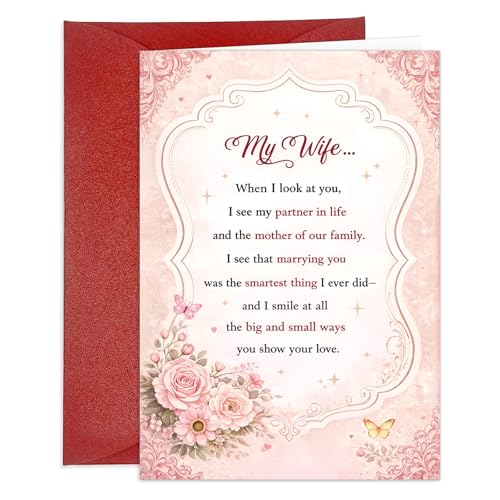 Romantic Mother's Day Card for Wife - Elegant Floral Design 5x7