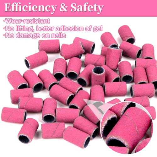RAQEHO 150 Pcs Nail Drill Sanding Bands with Bit 120/180/240 Grit