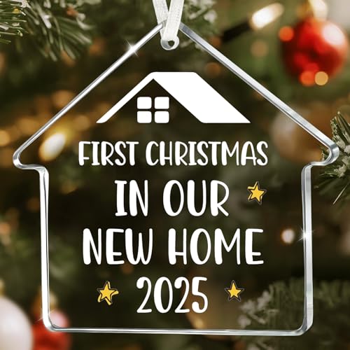 New Home Christmas Ornament 2025 – First Christmas in Our New House Glass Keepsake