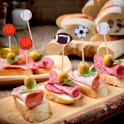 Soccer Bamboo Toothpicks 4.7 Inch - 100 Pack for Sports Events & Parties