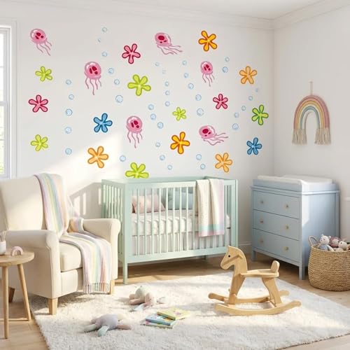Jellyfish Bubble Wall Stickers Under the Sea Decals 155 Pcs