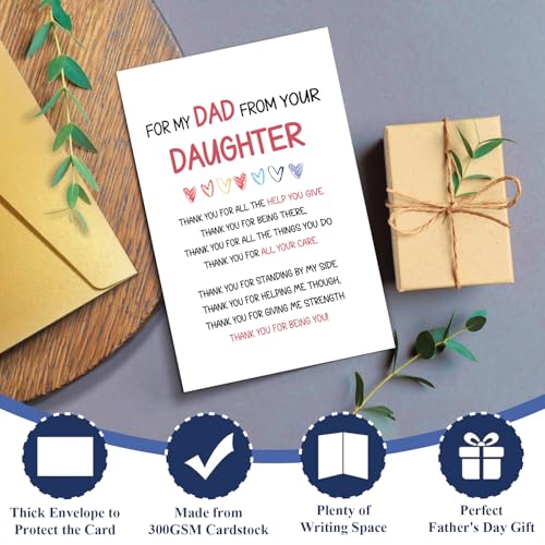 Sentimental Father's Day Card from Daughter - 8x5.3 inches
