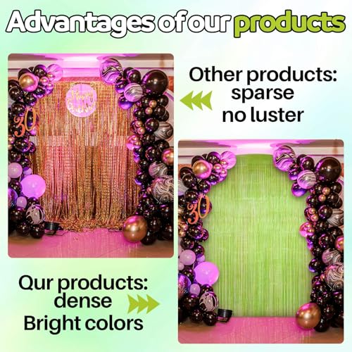 Lime Green Tinsel Backdrop Curtain - 3.28 x 8.2 ft Party Decoration