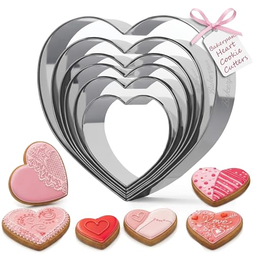 Stainless Steel Heart Cookie Cutter Set - 6 Pcs for Baking and Decorating