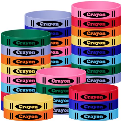 Yunlly 40 Pcs Crayon Style Silicone Bracelets for Kids