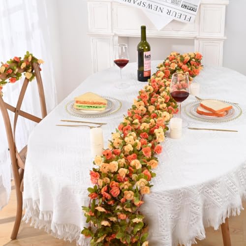 Champagne & Orange Flower Garland Vines - 2 Pcs, 16.5Ft